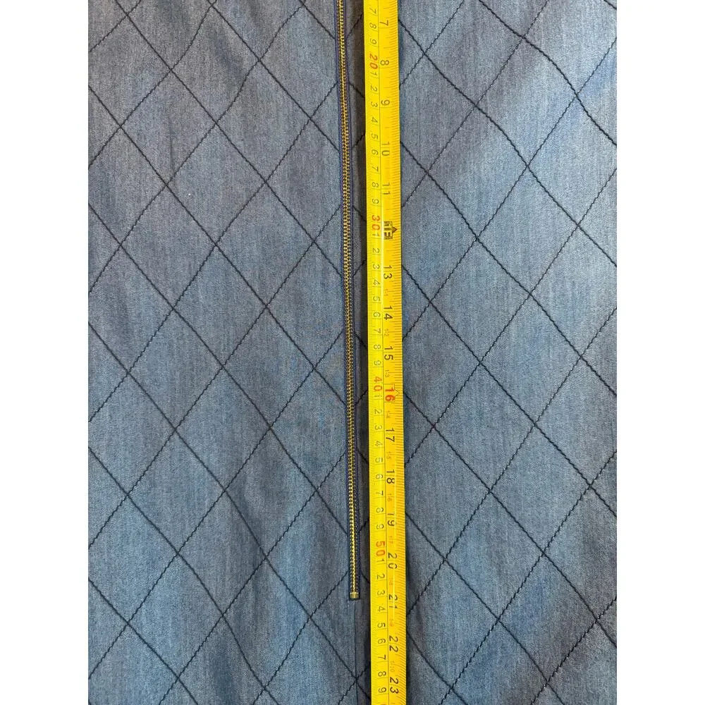 Kate Spade New York Blue Chambray Look Diamond Stitch Shift Dress 12 Pockets